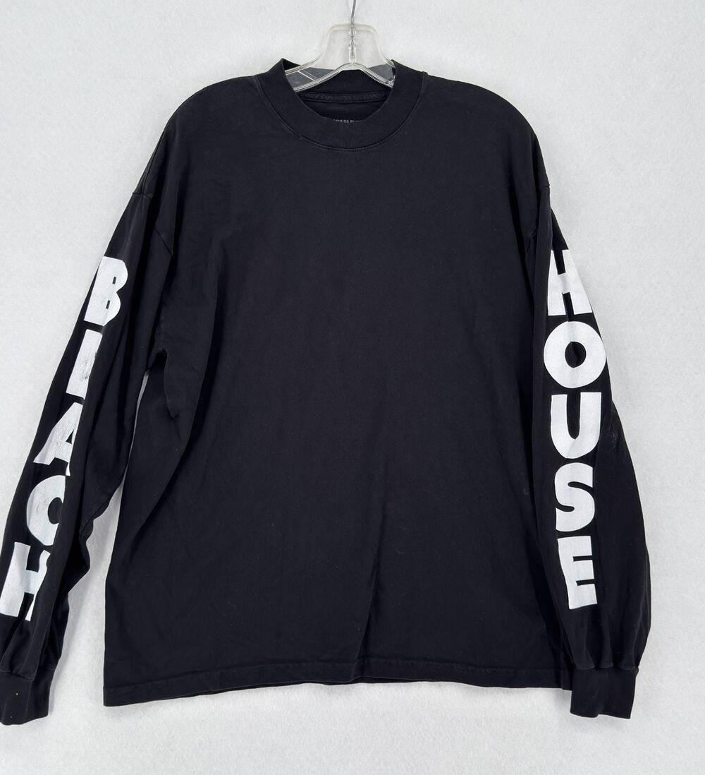 Beach House "7" Maison de Plage Mens Black Crew Neck Long Sleeve T Shirt Sz L